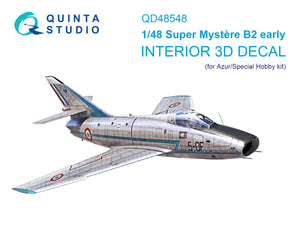 Quinta Studio QD48548 Super Mystère B2 Early Intérieur imprimé en 3D et coloré sur papier décalcomanie (Azur/Special Hobby) 1/48