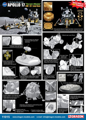 Dragon 11015 Apollo 17 « La dernière mission J » CSM + LM + Rover lunaire 1/72 – imagen 2