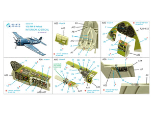 Intérieur imprimé en 3D et coloré sur papier décalcomanie Quinta Studio QD32195 F6F-5 Hellcat (Trumpeter) 1/32 – imagen 2