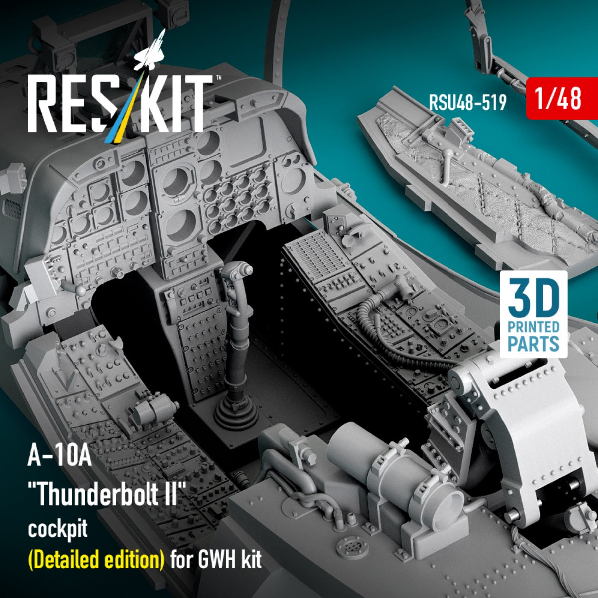 RESKIT RSU48-0519 A-10A "Thunderbolt II" cockpit (Detailed edition) for GWH kit (3D Printed) 1/48