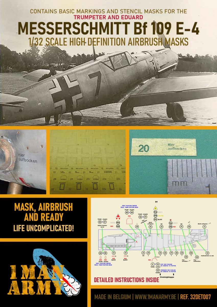 1 Man Army 32DET007 Messerschmitt Bf 109 E4 (pour Eduard, Trumpeter) 1/32