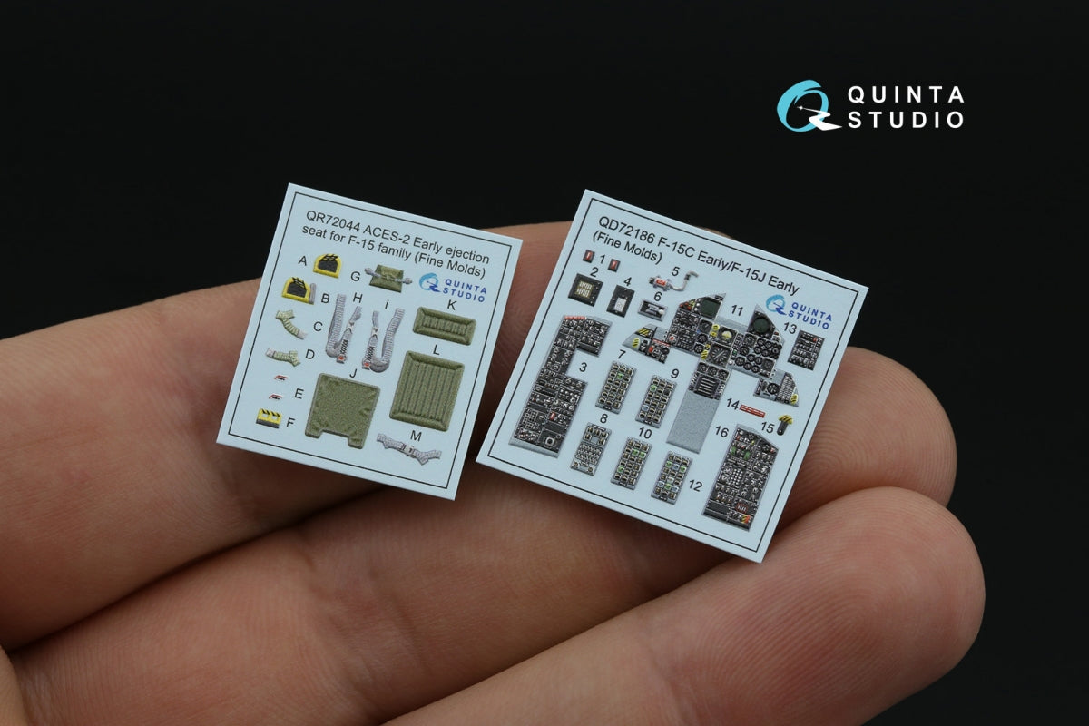Intérieur imprimé en 3D et coloré sur papier décalcomanie Quinta Studio QD72186 F-15C Early/J Early (Fine Molds) à l&amp;#39;échelle 1/72 – image 3