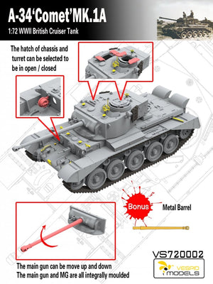 Maquette Vespid Models VS720002 A-34 « Comet » MK.1A Char de croisière britannique 1/72 – Bild 3