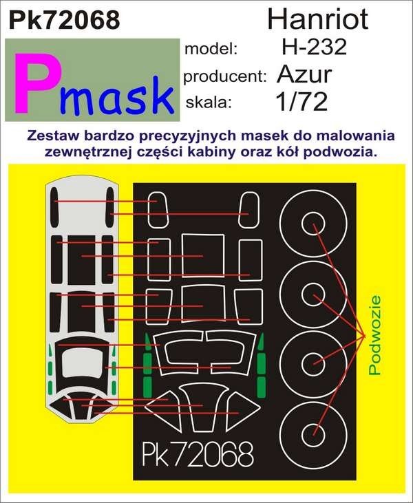 Masque P PK72068 HANRIOT H-232 (AZUR) (1/72)