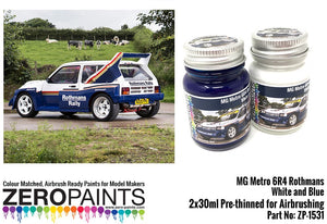 Zero Paints ZP-1531 MG Metro 6R4 Rothmans - Coffret de peinture blanche et bleue 2 x 30 ml