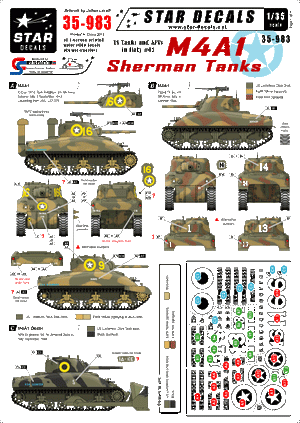Star Decals 35-983 Chars américains en Italie n° 1 1/35