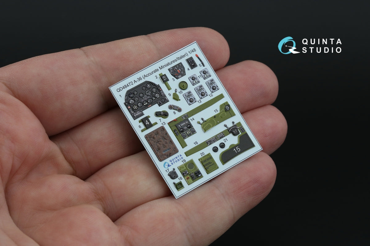 Quinta Studio QD48472 A-36 Intérieur coloré imprimé en 3D sur papier décalcomanie (Accurate Miniatures/Italeri) 1/48 – immagine 4