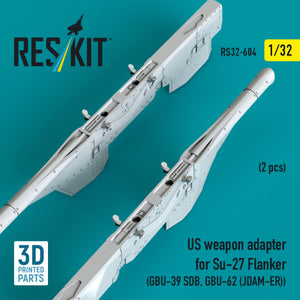 RESKIT RS32-0604 US weapon adapter for Su-27 Flanker (2 pcs) (GBU-39 SDB, GBU-62 (JDAM-ER)) (3D Printed) 1/32