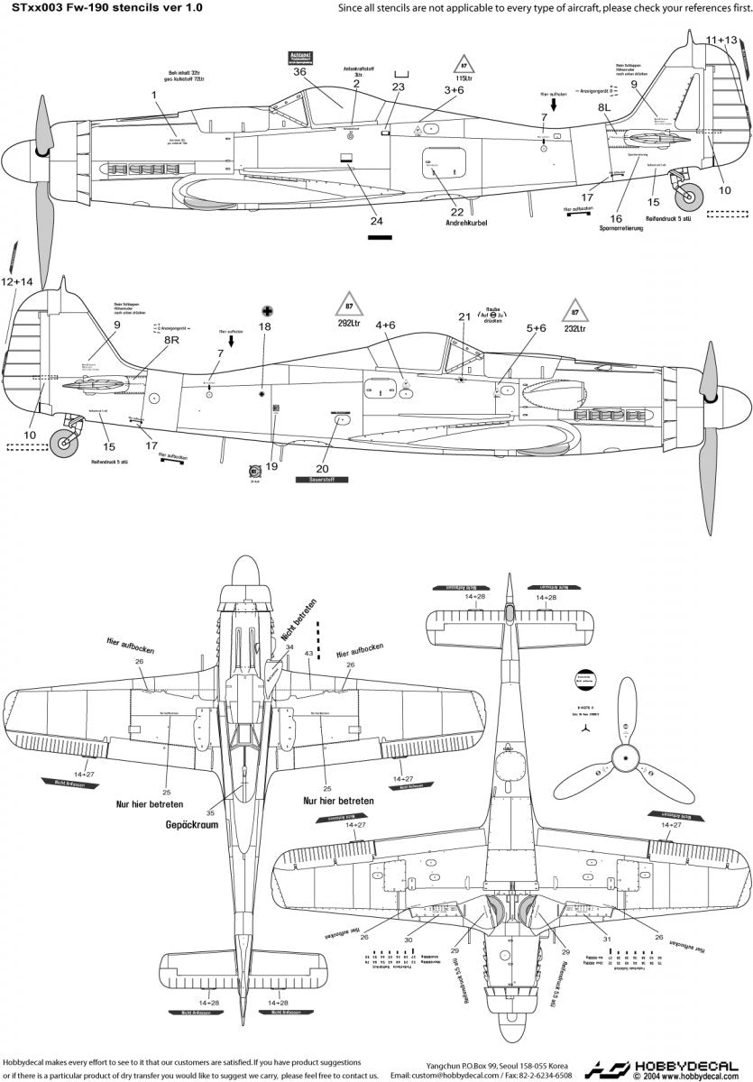 HobbyDecal ST48003V1 Pochoirs Fw-190 version 1 1/48 – image 2