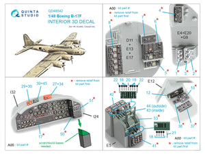 Intérieur imprimé en 3D et coloré sur papier décalcomanie pour Boeing B-17F (Quinta Studio QD48542, HK models, Eduard) à l&amp;#39;échelle 1/48 – immagine 2