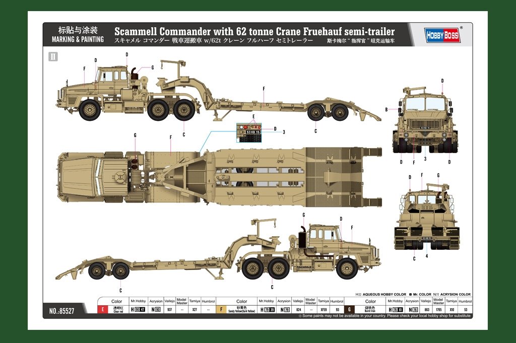 Hobby Boss 85527 Scammell Commander avec grue de 62 tonnes et semi-remorque Fruehauf au 1/35  – image 5
