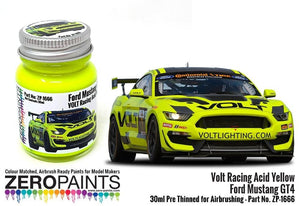 Peinture Zero Paints 1666 Volt Racing Jaune Acide pour Ford Mustang GT4 30 ml
