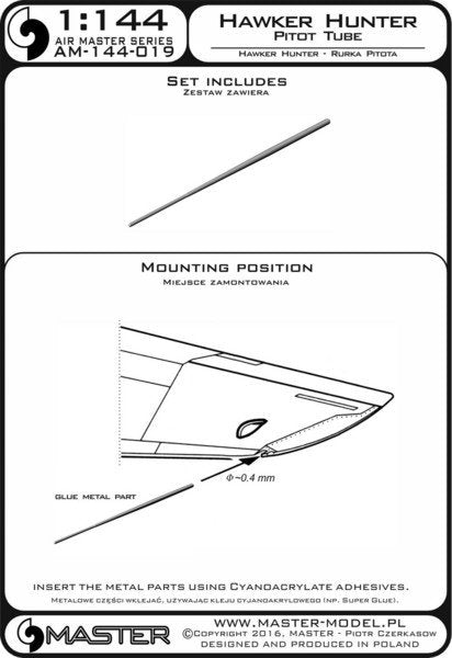 Master AM-144-019 Hawker Hunter - Tube de Pitot 1/144 – imagen 3