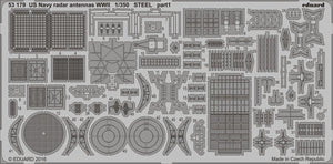 Antennes radar de l&amp;#39;US Navy Eduard 53179, Seconde Guerre mondiale, acier, échelle 1/350