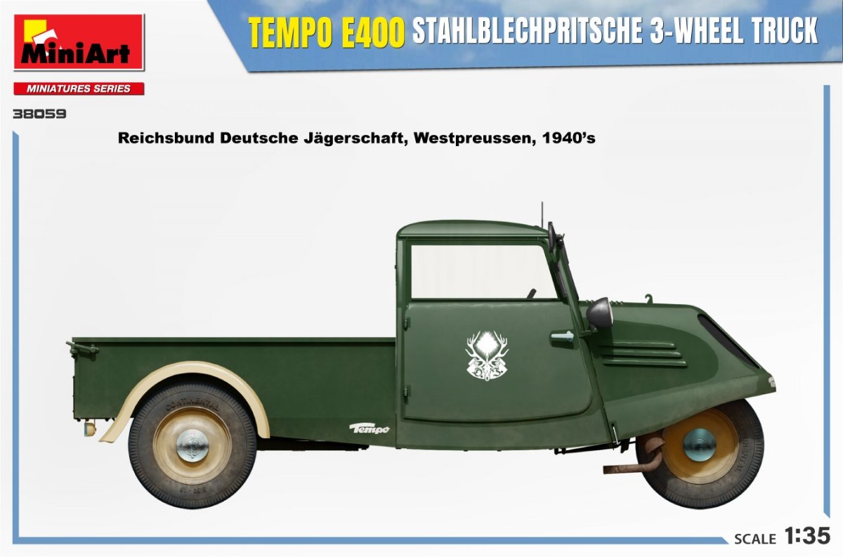 MiniArt 38059 TEMPO E400 STAHLBLECHPRITSCHE CAMION 3 ROUES 1/35 – imagen 12