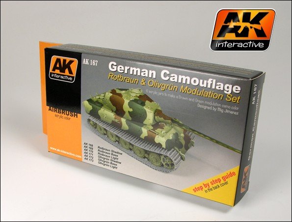 Kit de modulation AK Interactive AK167 vert-brun allemand 6 x 17 ml