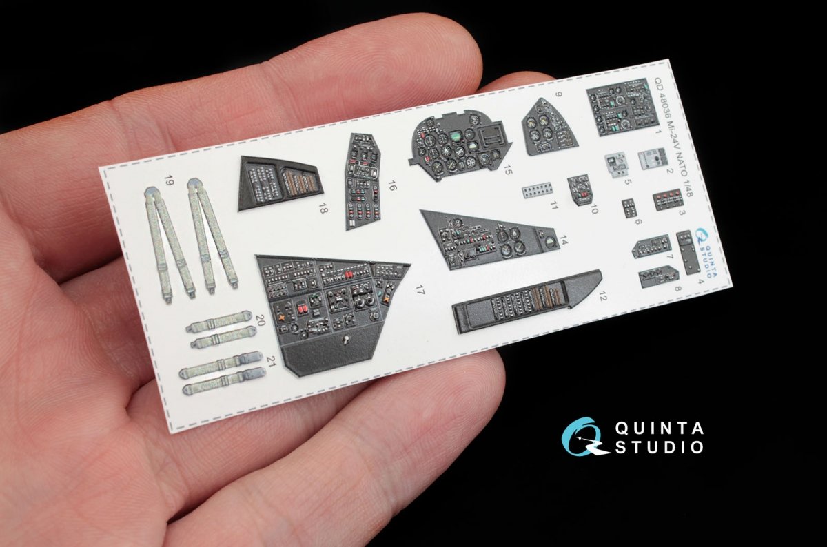 Intérieur imprimé en 3D et coloré sur papier décalcomanie pour le kit Zvezda (QD48036 Mi-24V OTAN, panneaux noirs) au 1/48 – image 2