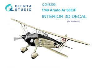 Intérieur imprimé en 3D et coloré sur papier décalcomanie (Roden) Quinta Studio QD48209 Arado Ar 68 E/F 1/48