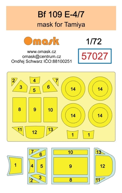 Masque Omask 57027 Bf 109 E-4/7 (pour Tamiya) 1/72