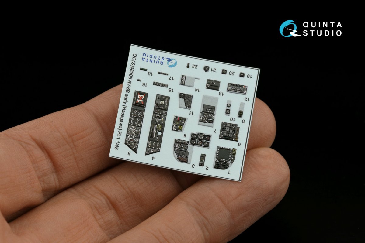 Quinta Studio QDS-48305 AV-8B Early 3D-Printed &amp;amp; coloured Interior on decal paper (Hasegawa) (Small version) 1/48 – zdjęcie 6