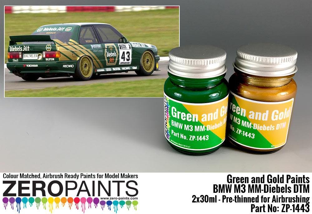 Zero Paints ZP-1443 BMW M3 MM-Diebels DTM - Coffret de peinture verte et or 2x30ml