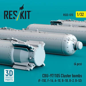 RESKIT RS32-0515 Bombes à fragmentation CBU-97/105 (4 pièces) (Impression 3D) 1/32 – immagine 3