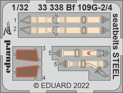 Ceintures de sécurité Eduard 33338 Bf 109G-2/4 en acier Revell 1/32