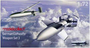 Modelcollect UA72215 Ensemble d&amp;#39;armes de la Luftwaffe allemande de la Seconde Guerre mondiale 3 (BV246x2 / Fritz X x4 et Hs293x2) 1/72