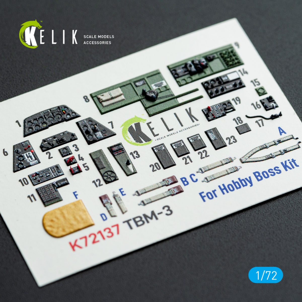 Kelik K72137 TBM-3 Avenger - interior 3D decals for HobbyBoss kit 1/72