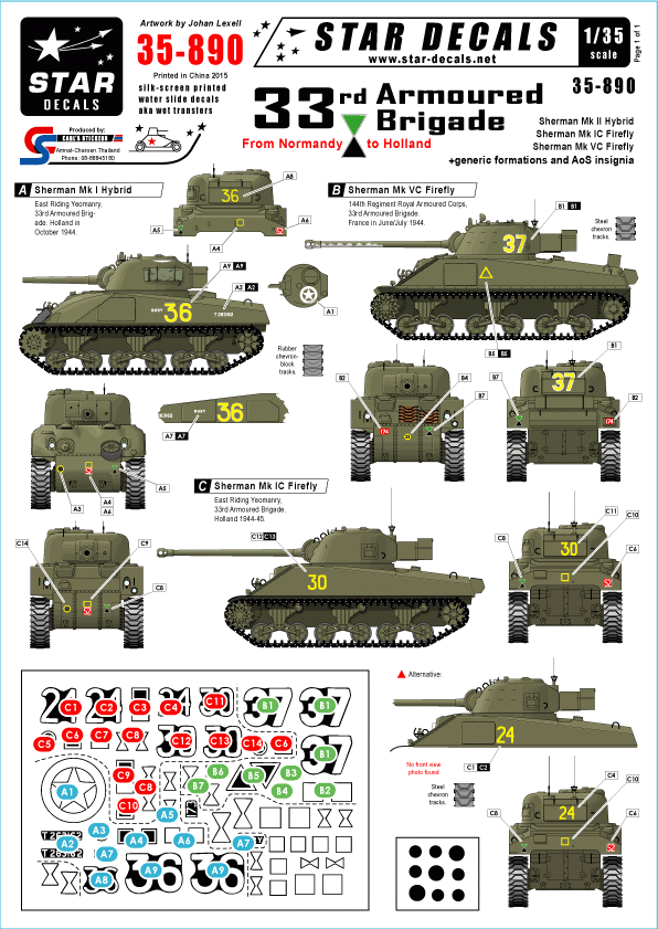 Star Decals 35-890 33e brigade blindée 1944-45 1/35