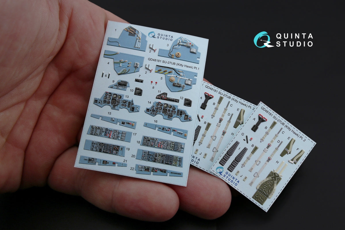 Intérieur coloré imprimé en 3D sur papier décalcomanie Quinta Studio QD48181 Su-27UB (pour kit KittyHawk) 1/48 – image 4