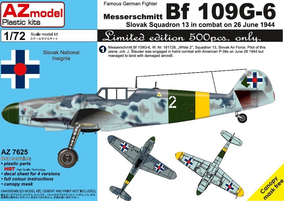 AZ Modèle AZ7625 Bf 109G-6 13e Escadron Slovaque 1/72