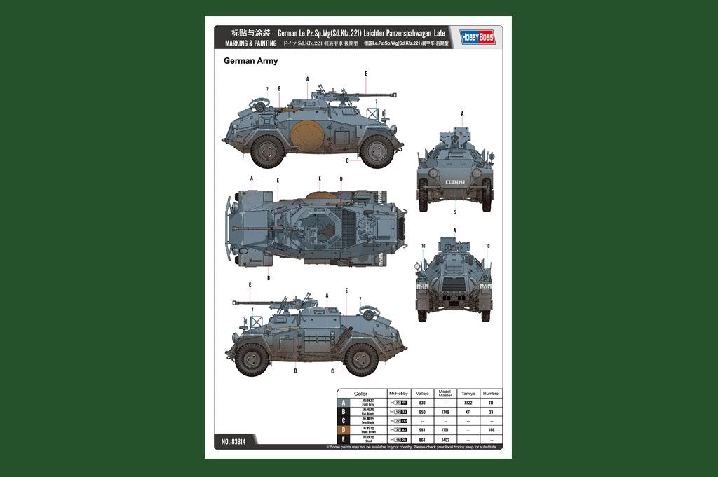 Hobby Boss 83814 allemand Le.Pz.Sp.Wg Sd.Kfz.221 Leichter Panzerspahwagen-Late – image 2