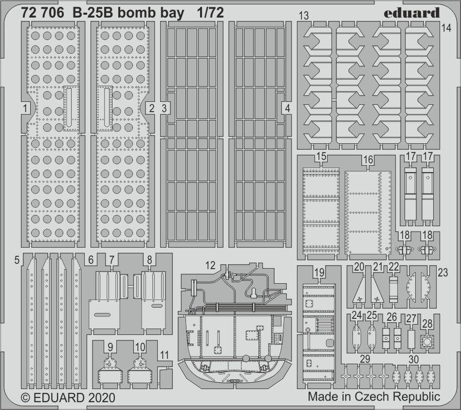 Maquette Eduard 72706 B-25B soute à bombes 1/72 AIRFIX 