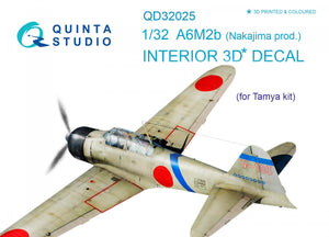 Intérieur imprimé en 3D et coloré sur papier décalcomanie Quinta Studio QD32025 A6M2b (Nakajima prod.) 1/32