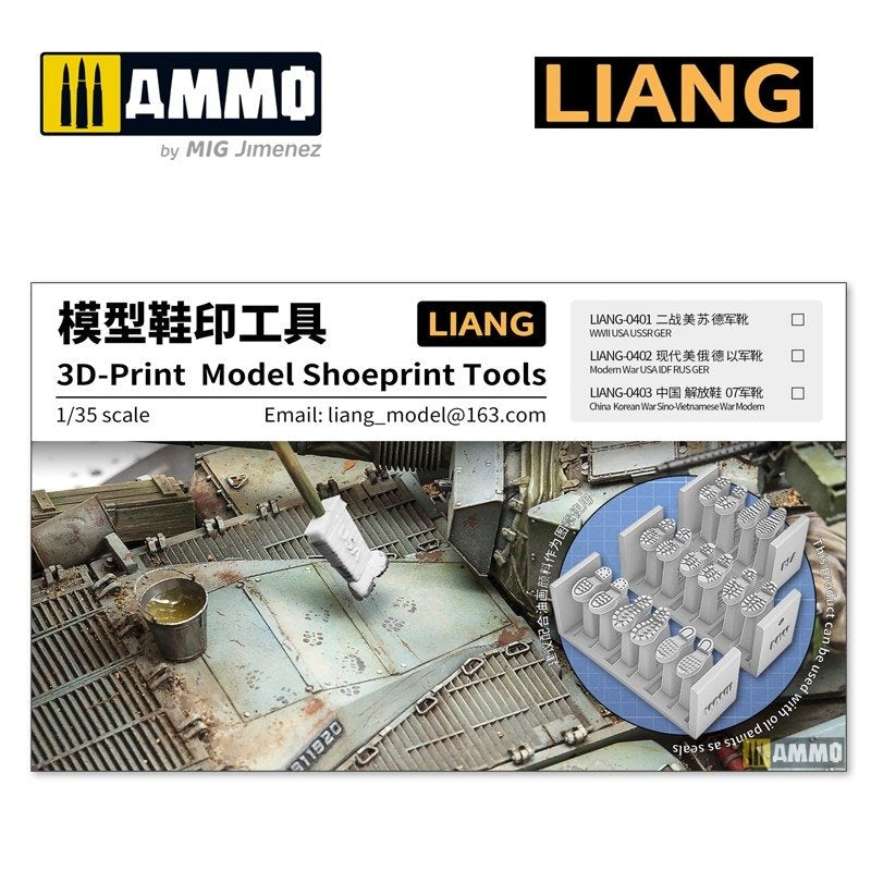 Liang 0401 Maquette imprimée en 3D d'outils à empreinte de chaussure, Seconde Guerre mondiale, échelle 1/35