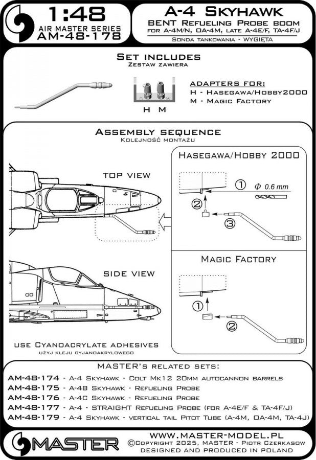 Master AM-48-178 A-4 Skyhawk - Perche de ravitaillement courbée (utilisée sur les versions A-4M/N, OA-4M et les versions tardives A-4E/F et TA-4F/J) 1/48 – imagen 8