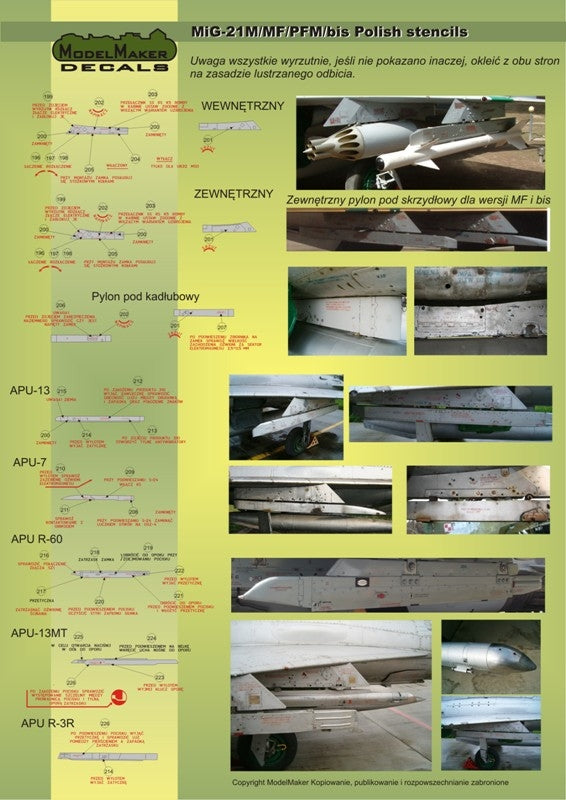 ModelMaker Decals D48020 MiG-21PFM/M/MF/bis/UM Pochoirs polonais 1/48 – immagine 9