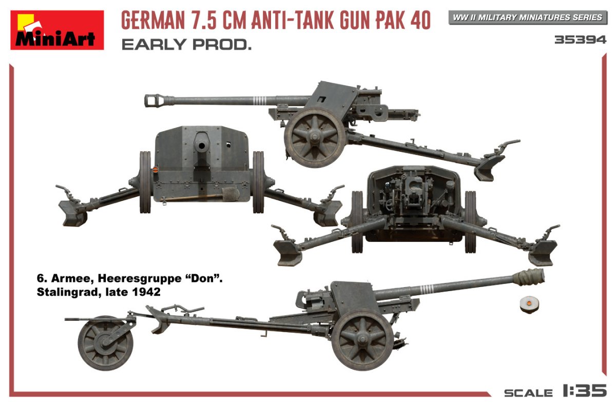 MiniArt 35394 Canon antichar allemand PAK 40 de 7,5 cm. Première version, échelle 1/35 – imagen 10