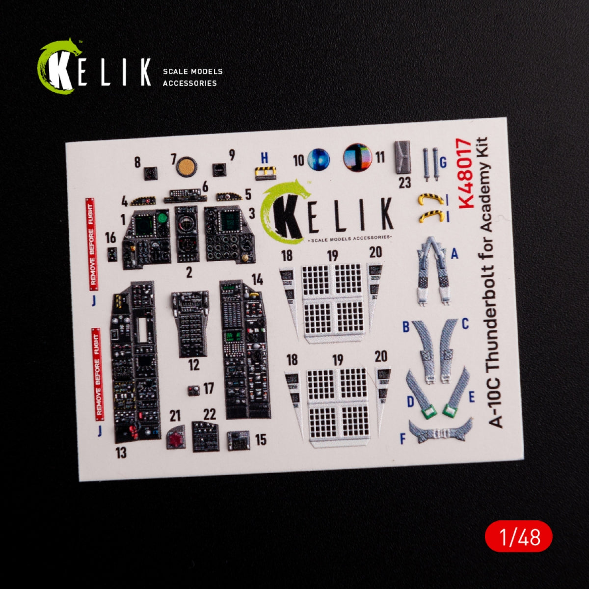 Décalcomanies 3D intérieures KELIK K48017 A-10C « Thunderbolt » pour maquette Academy au 1/48 – immagine 3