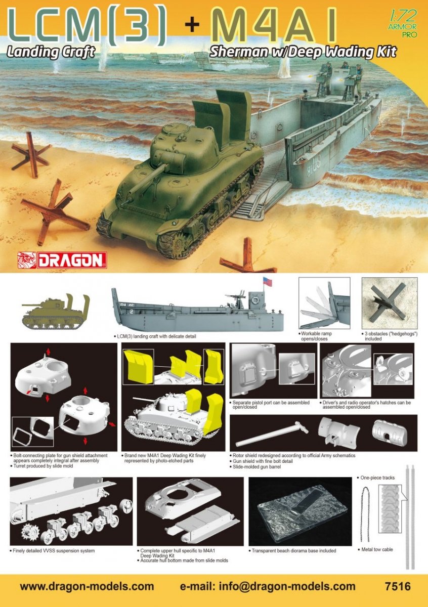 Dragon 7516 LCM(3) + M4A1 Sherman avec kit de passage en gué profond 1/72 – image 2