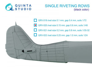 Rangées de rivets simples Quinta Studio QRV-021 (taille des rivets : 0,20 mm, écartement : 0,8 mm, convient à l’échelle 1/32), couleur noire, longueur totale : 5,8 m / 19 pi