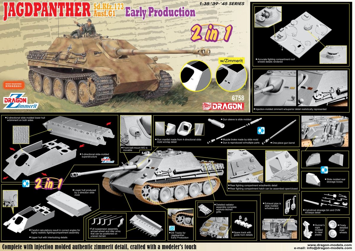 Dragon 6758 Jagdpanther Première production (2 en 1) 1/35