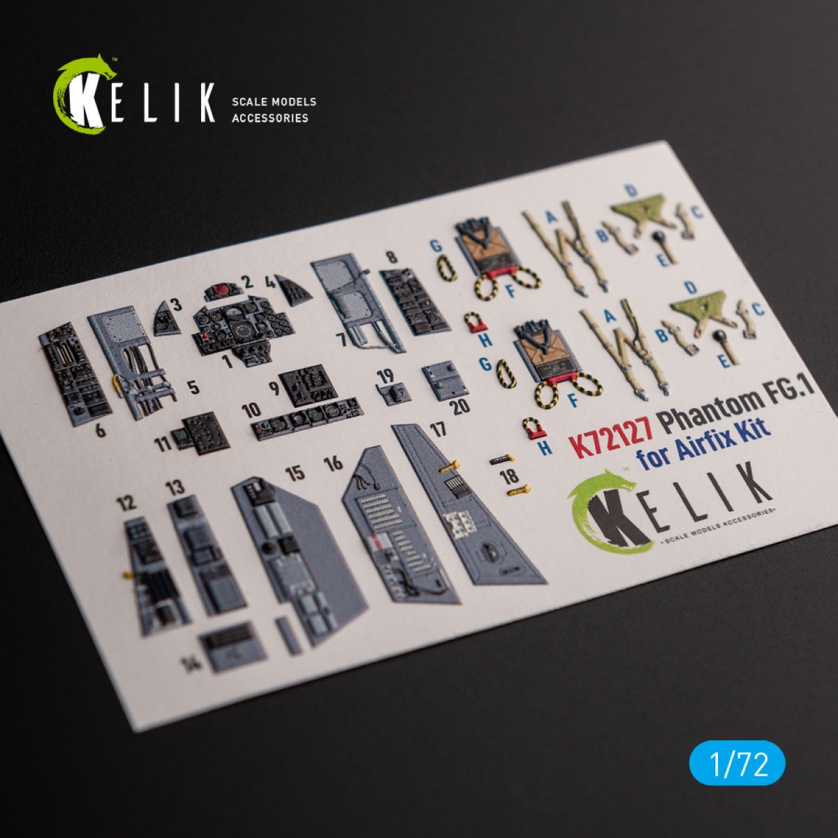 KELIK K72127 FG.1 Phantom - décalcomanies 3D intérieures pour maquette Airfix au 1/72