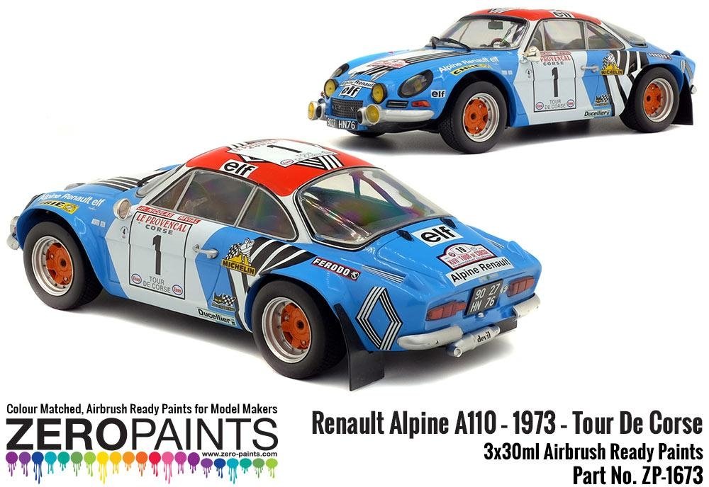 Zero Paints 1673 Renault Alpine A110 – 1973 – Tour de Corse Rouge - Blanc - Bleu, coffret de 3 x 30 ml – image 3