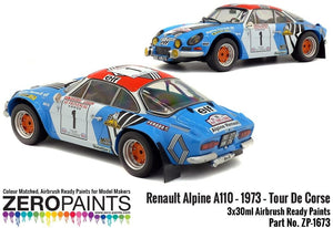 Zero Paints 1673 Renault Alpine A110 – 1973 – Tour de Corse Rouge - Blanc - Bleu, coffret de 3 x 30 ml – image 3