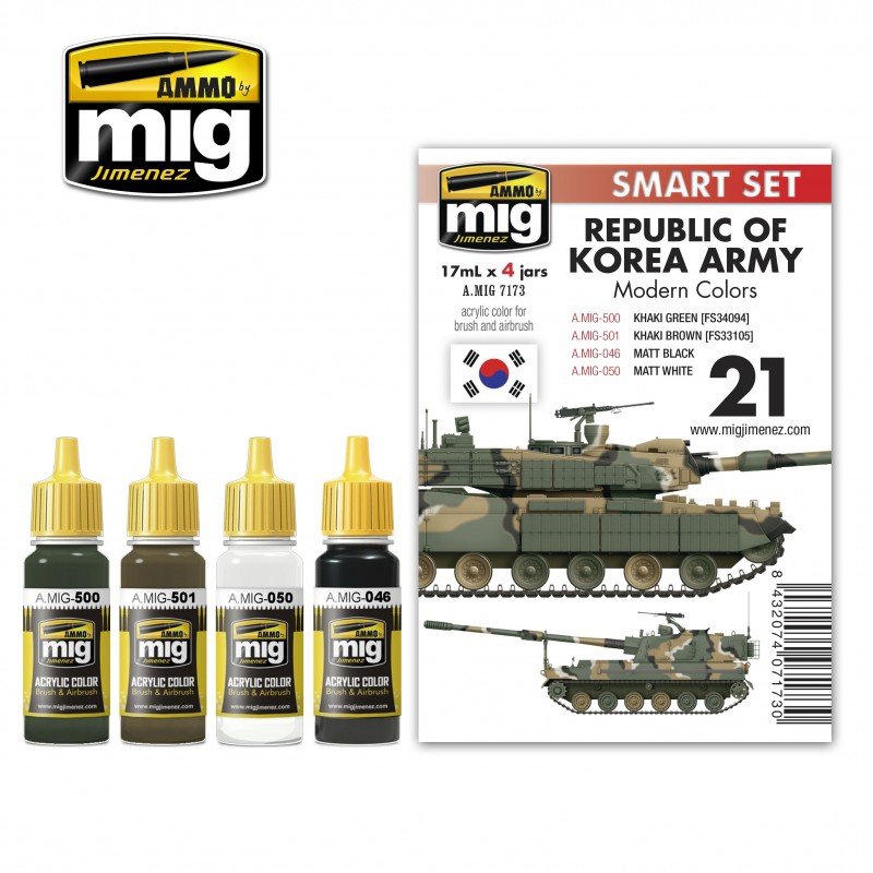 Munitions pour Mig 7173, ensemble de couleurs modernes de l'armée de la République de Corée