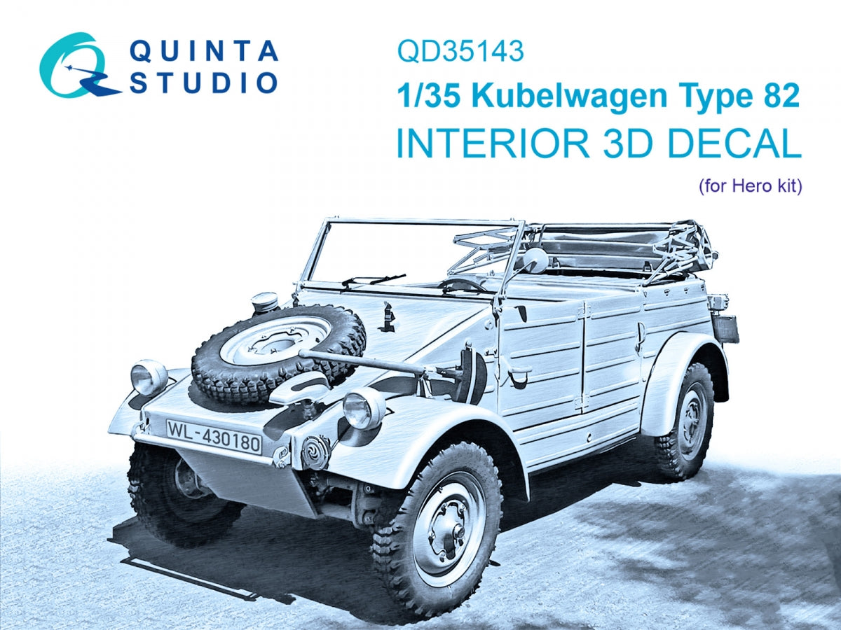 Quinta Studio QD35143 Kubelwagen Type 82 3D-Printed &amp; colored Interior on decal paper (Hero) 1/35