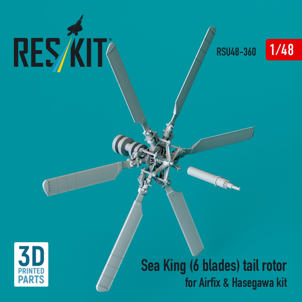 RESKIT RSU48-0360 Rotor de queue Sea King (6 pales) pour maquettes Airfix et Hasegawa (impression 3D) au 1/48