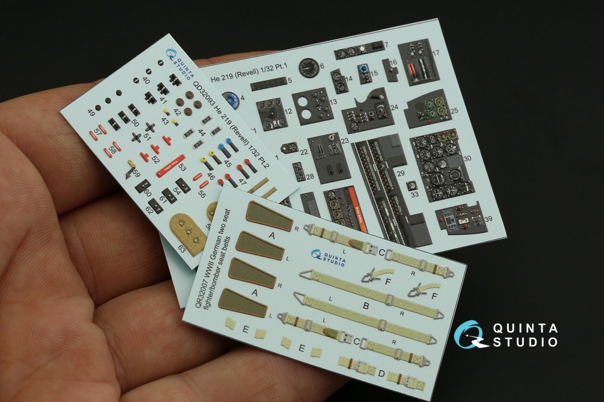 Intérieur imprimé en 3D et coloré sur papier décalcomanie (Revell) Quinta Studio QD32093 He 219 1/32 – immagine 13